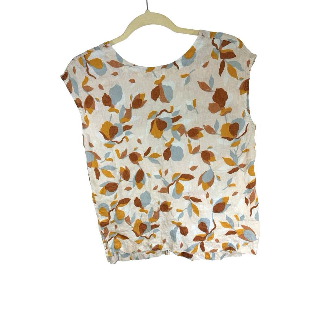 100% Linen Blouse Size XS Rachel Zoe Women's Button Floral Sleeveless Boho Chic